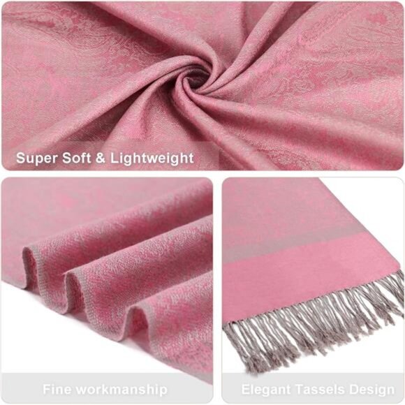 Silky Paisley Pashmina Shawl Scarf-Women's Soft Double-side Jacquard - Picture 6 of 6